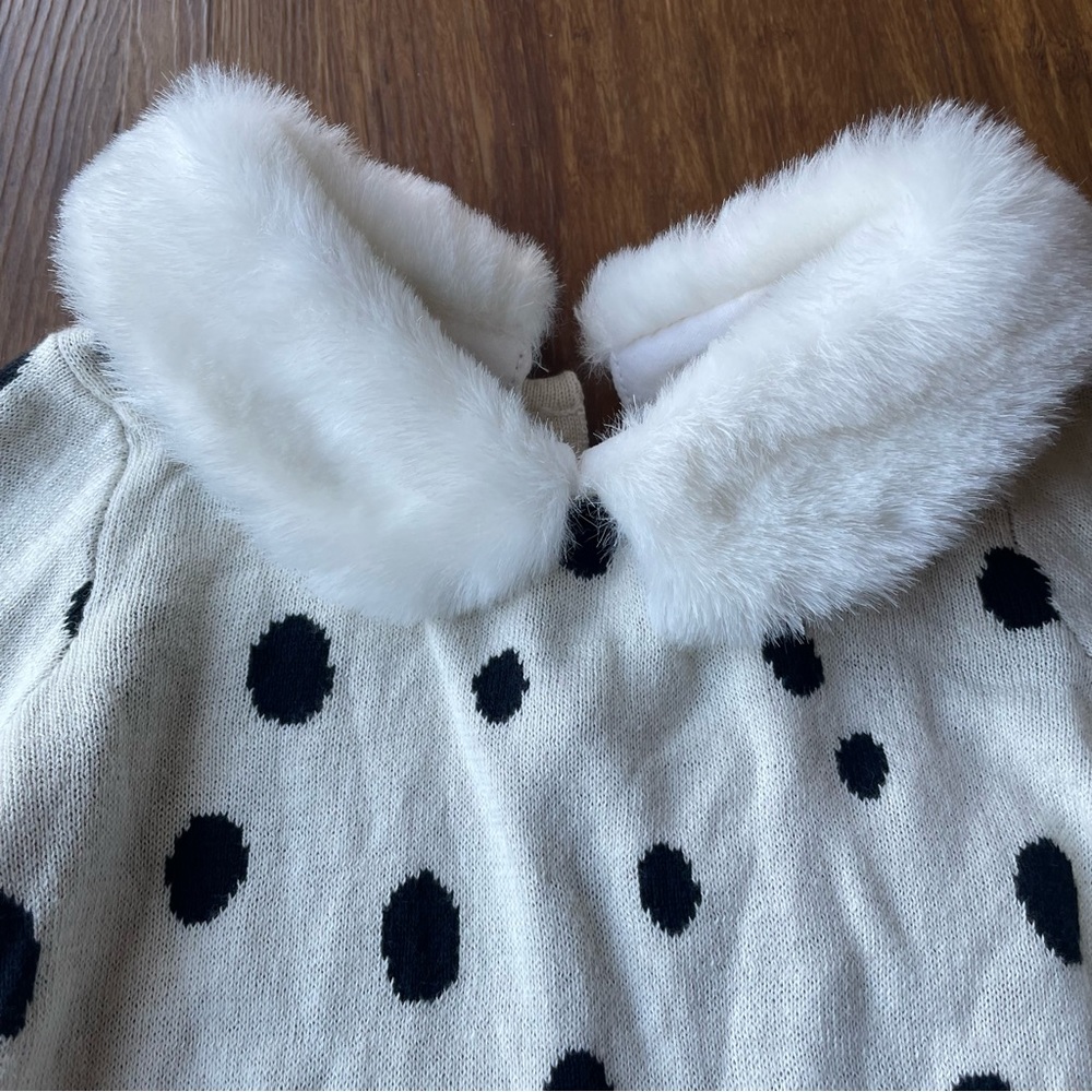 Cruella Deville Dress 6-12 months Costume Spots Dot Baby 101 Dalmatian Faux Fur - Picture 4 of 8